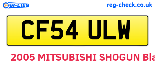 CF54ULW are the vehicle registration plates.