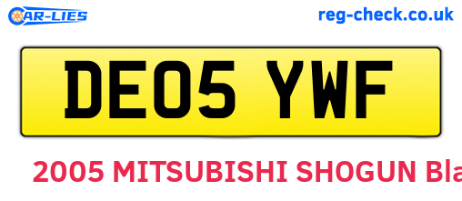 DE05YWF are the vehicle registration plates.