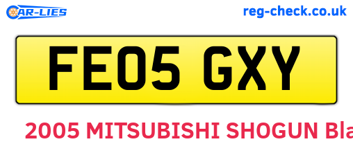 FE05GXY are the vehicle registration plates.