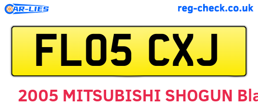 FL05CXJ are the vehicle registration plates.