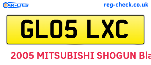 GL05LXC are the vehicle registration plates.