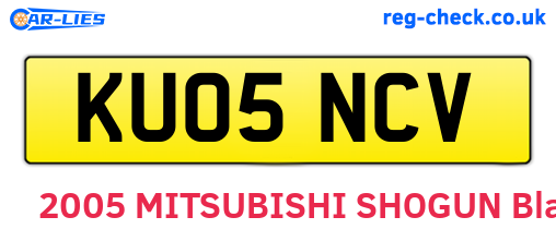 KU05NCV are the vehicle registration plates.