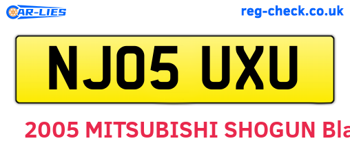 NJ05UXU are the vehicle registration plates.