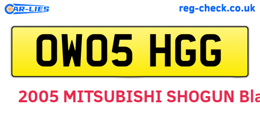 OW05HGG are the vehicle registration plates.