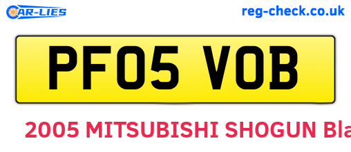 PF05VOB are the vehicle registration plates.