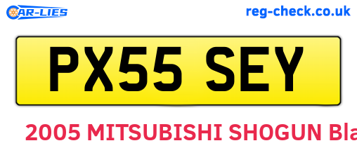PX55SEY are the vehicle registration plates.