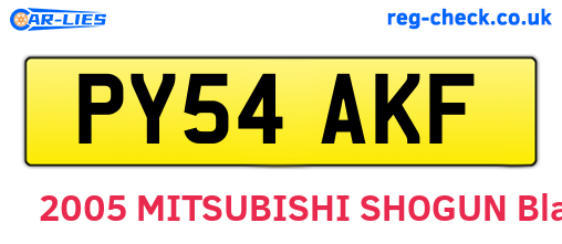 PY54AKF are the vehicle registration plates.
