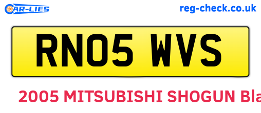 RN05WVS are the vehicle registration plates.