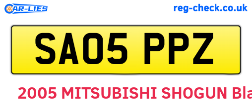 SA05PPZ are the vehicle registration plates.
