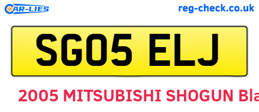SG05ELJ are the vehicle registration plates.