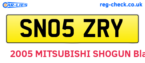 SN05ZRY are the vehicle registration plates.