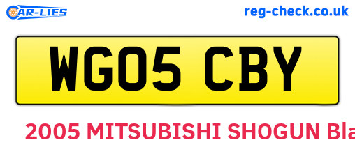 WG05CBY are the vehicle registration plates.