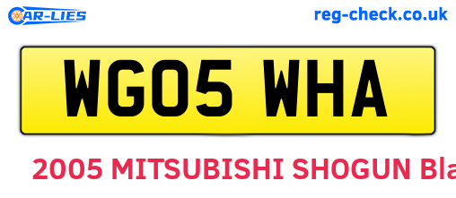 WG05WHA are the vehicle registration plates.