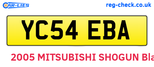 YC54EBA are the vehicle registration plates.
