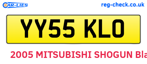 YY55KLO are the vehicle registration plates.