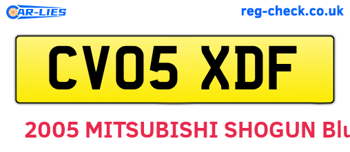 CV05XDF are the vehicle registration plates.