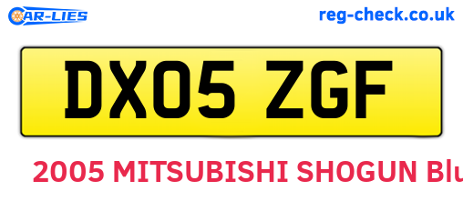 DX05ZGF are the vehicle registration plates.