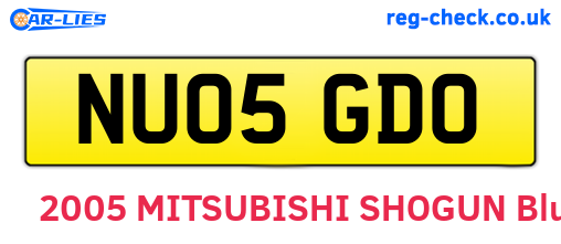 NU05GDO are the vehicle registration plates.