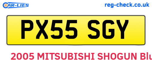 PX55SGY are the vehicle registration plates.