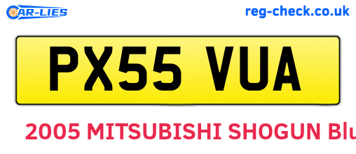 PX55VUA are the vehicle registration plates.