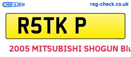 R5TKP are the vehicle registration plates.