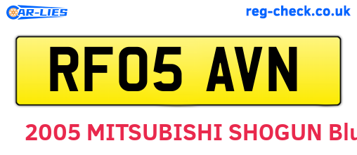 RF05AVN are the vehicle registration plates.