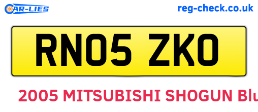 RN05ZKO are the vehicle registration plates.