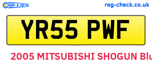 YR55PWF are the vehicle registration plates.