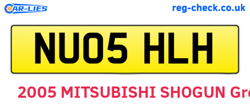 NU05HLH are the vehicle registration plates.