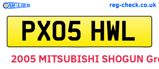 PX05HWL are the vehicle registration plates.