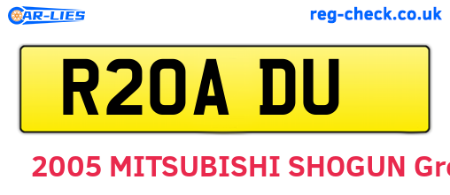 R20ADU are the vehicle registration plates.