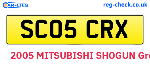 SC05CRX are the vehicle registration plates.