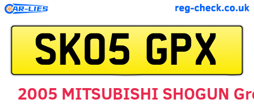 SK05GPX are the vehicle registration plates.