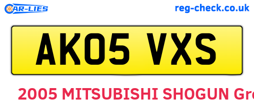 AK05VXS are the vehicle registration plates.