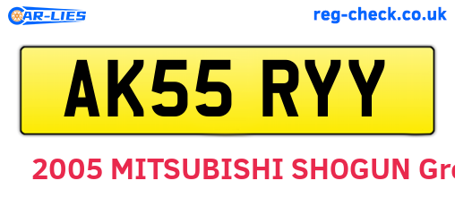 AK55RYY are the vehicle registration plates.
