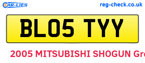 BL05TYY are the vehicle registration plates.