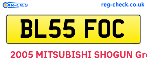 BL55FOC are the vehicle registration plates.