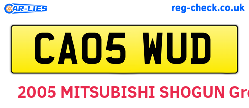 CA05WUD are the vehicle registration plates.