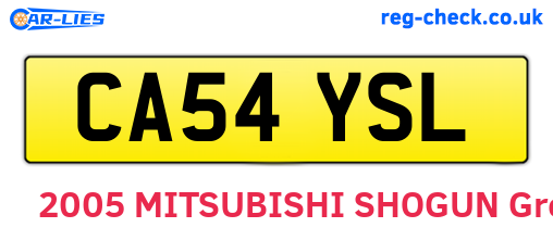 CA54YSL are the vehicle registration plates.