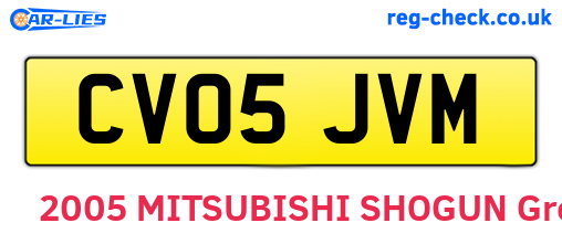 CV05JVM are the vehicle registration plates.