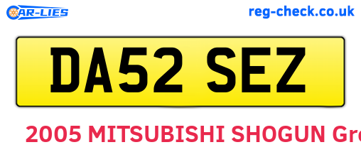 DA52SEZ are the vehicle registration plates.
