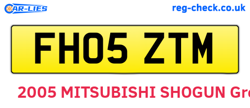 FH05ZTM are the vehicle registration plates.
