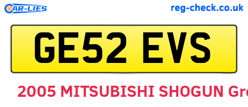 GE52EVS are the vehicle registration plates.