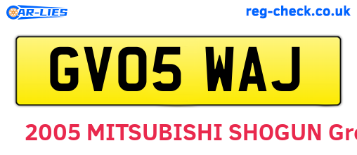 GV05WAJ are the vehicle registration plates.