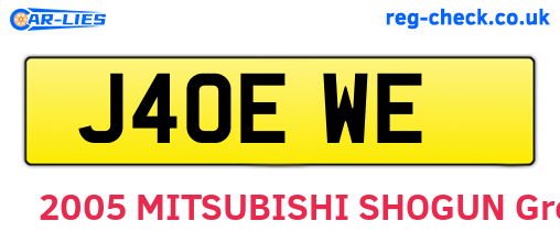 J40EWE are the vehicle registration plates.