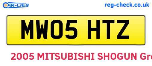 MW05HTZ are the vehicle registration plates.