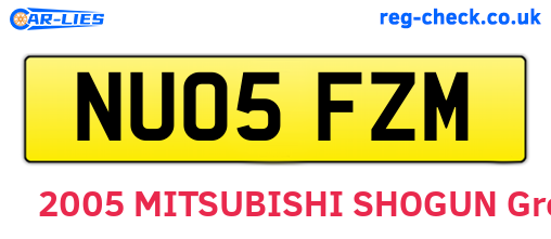 NU05FZM are the vehicle registration plates.