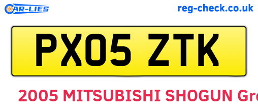 PX05ZTK are the vehicle registration plates.