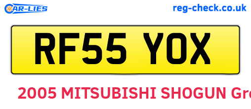 RF55YOX are the vehicle registration plates.