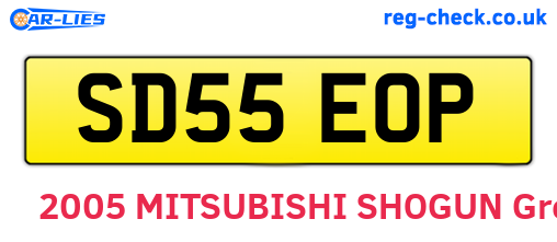 SD55EOP are the vehicle registration plates.